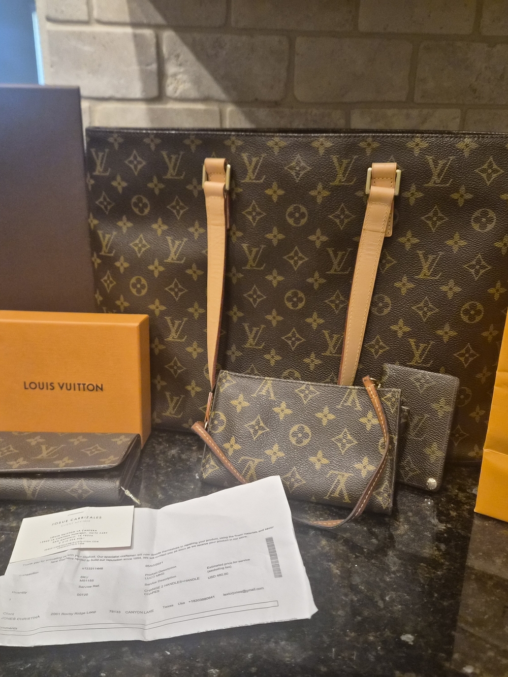 Louis Vuitton Brown Monogram Canvas Luco Tote, Toiletry Pouch 15, Wallet, CC Hol